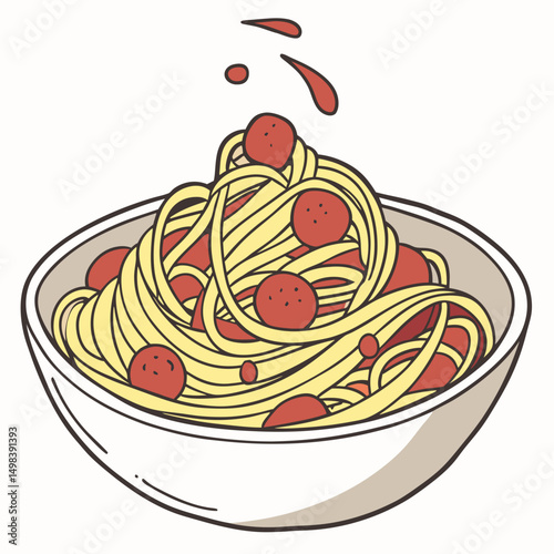Delicious spaghetti with meatballs in a bowl