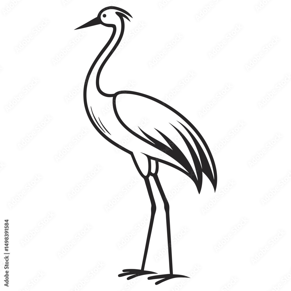 Fototapeta premium Minimalist Line Art of a Heron for Nature and Educational Designs