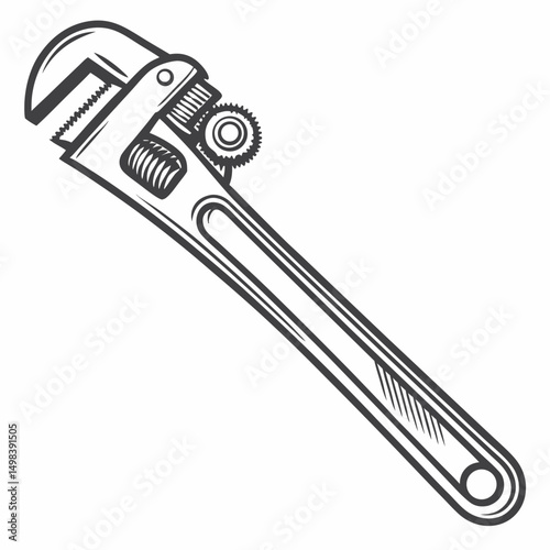Professional isolated pipe wrench graphic design element