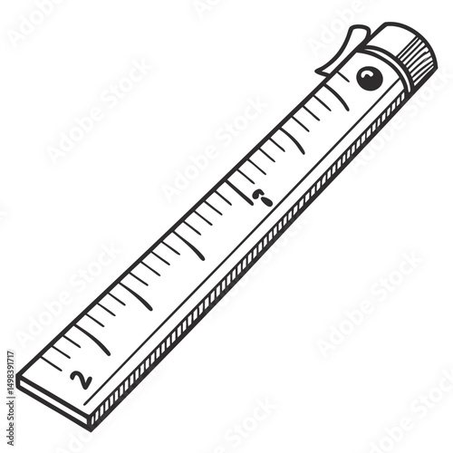 Professional hand drawn ruler illustration transparent background