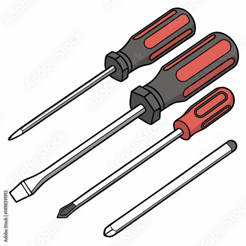 Professional screwdriver set isolated on white background