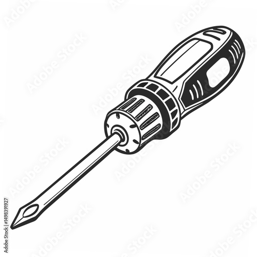 Professional screwdriver illustration isolated on white background