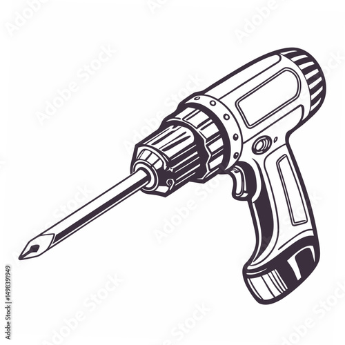 Professional drill illustration isolated on white background