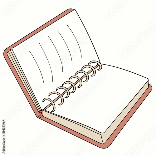 Open spiral bound notebook blank pages design