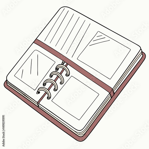 Open spiral bound notebook blank pages design