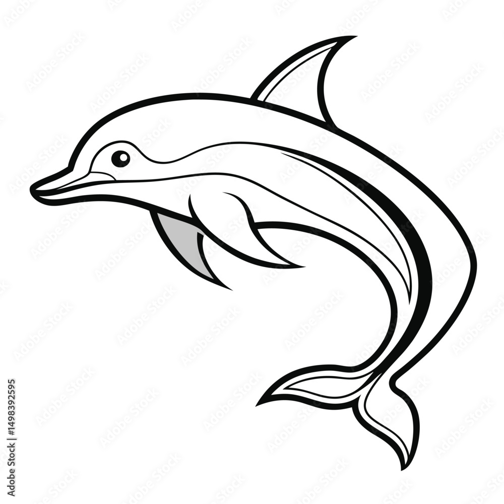 Fototapeta premium Minimalist Line Art of a Dolphin for Marine and Nature Designs