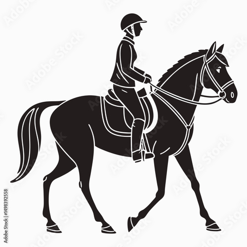 Woman horseback riding equestrian silhouette sport