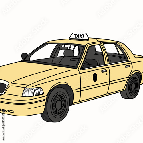 Classic yellow taxi cab city transportation vehicle