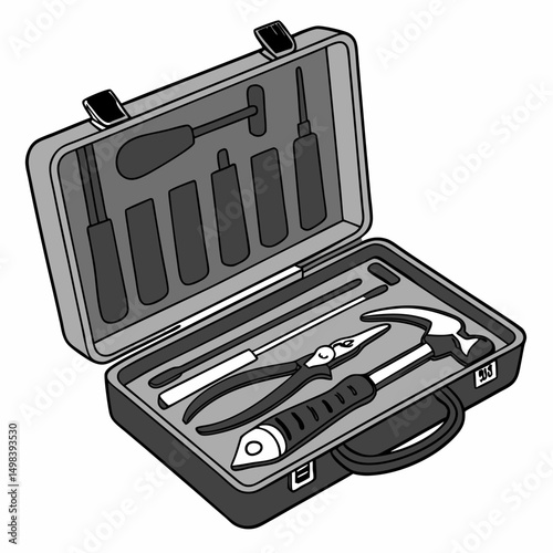 Professional tool kit illustration isolated on white