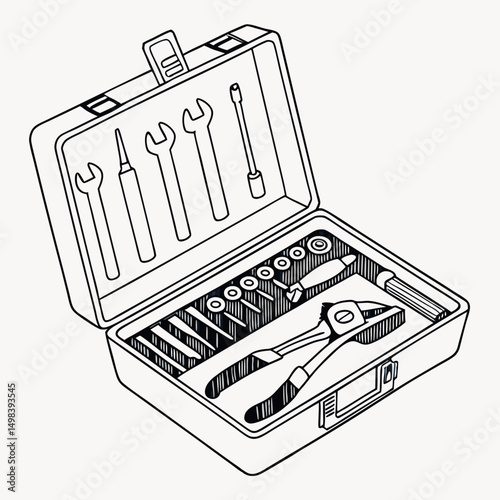 Professional tool kit illustration isolated on white