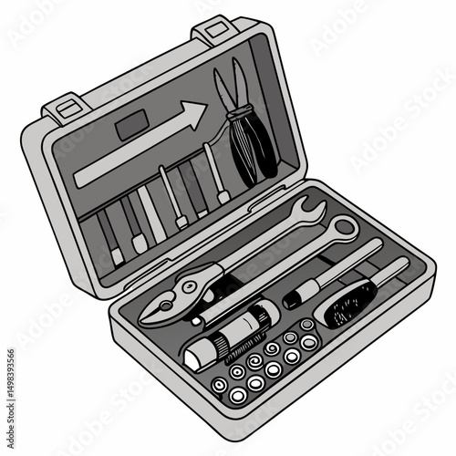 Professional tool kit illustration isolated on white