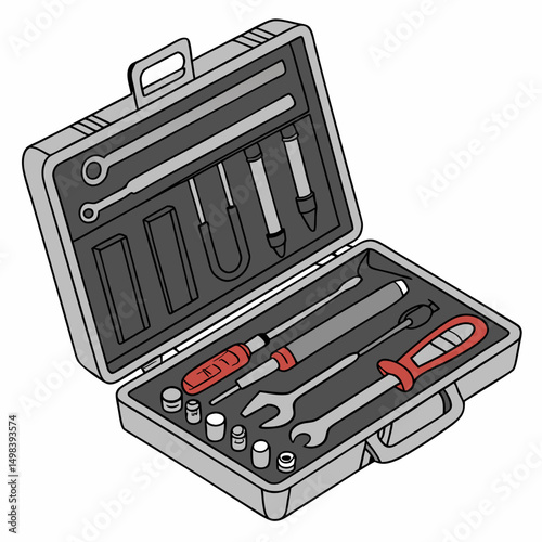 Professional tool kit illustration isolated on white