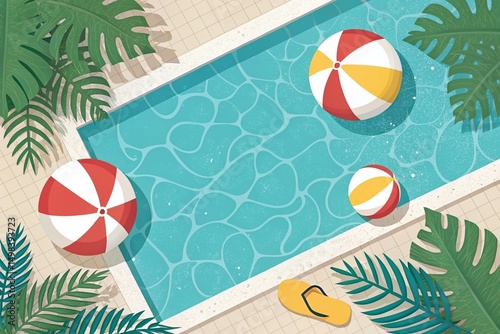 Summer theme templates with room for text. Pool and beach ball design for social media, flyers, posters and advertising.