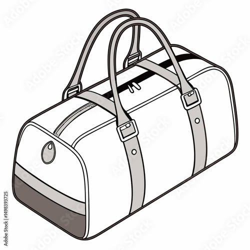 Stylish travel duffle bag design illustration