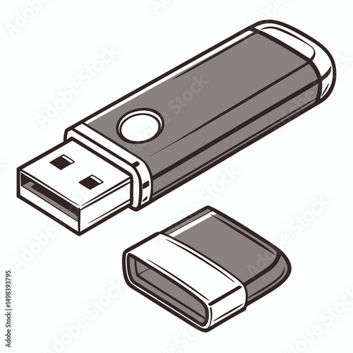 Usb flash drive data storage device illustration