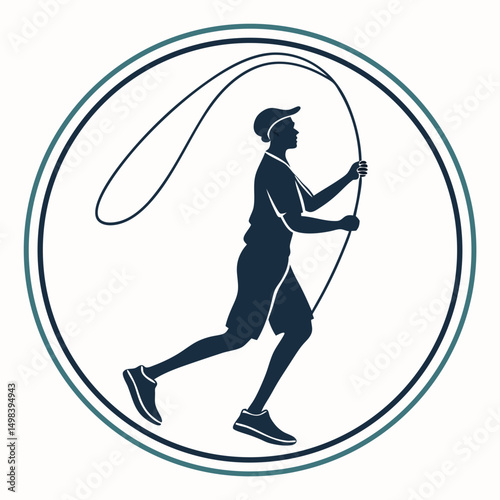 Silhouette of a person jump roping fitness exercise