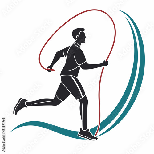 Man jumping rope fitness exercise workout silhouette