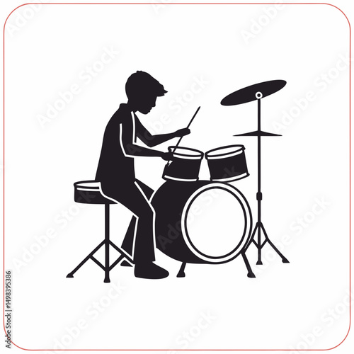 Drummer silhouette isolated transparent background design element