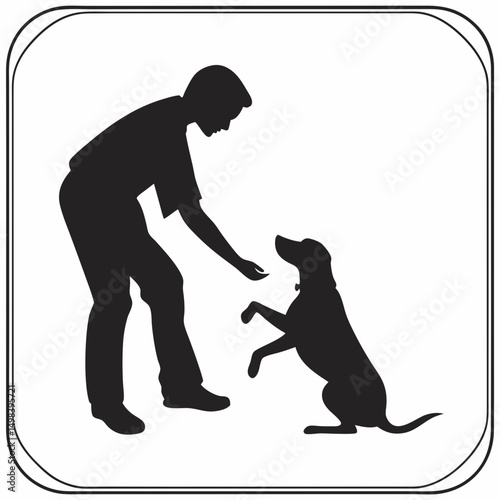 Man training dog silhouettes professional design element