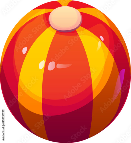 Cartoon number zero or letter O resembling colorful circus ball. Playful and whimsical font, retro carnival typeface, entertainment type, kids English alphabet. Vector festive abc typography character