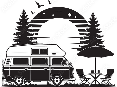 Camping Silhouette Vector – Tent, Campfire, and Nature Elements

Outdoor Camping SVG – Perfect for Adventure & Travel Themes

Rustic Camp Scene Clipart – Hiking and Wilderness Design

Minimalist Campi