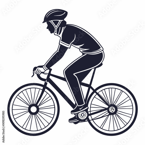 Cyclist riding bicycle road bike silhouette