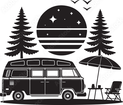 Camping Silhouette Vector – Tent, Campfire, and Nature Elements

Outdoor Camping SVG – Perfect for Adventure & Travel Themes

Rustic Camp Scene Clipart – Hiking and Wilderness Design

Minimalist Campi