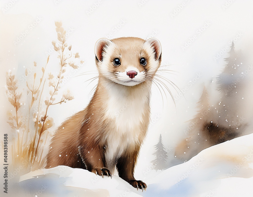 Fototapeta premium Aquarell Wiesel