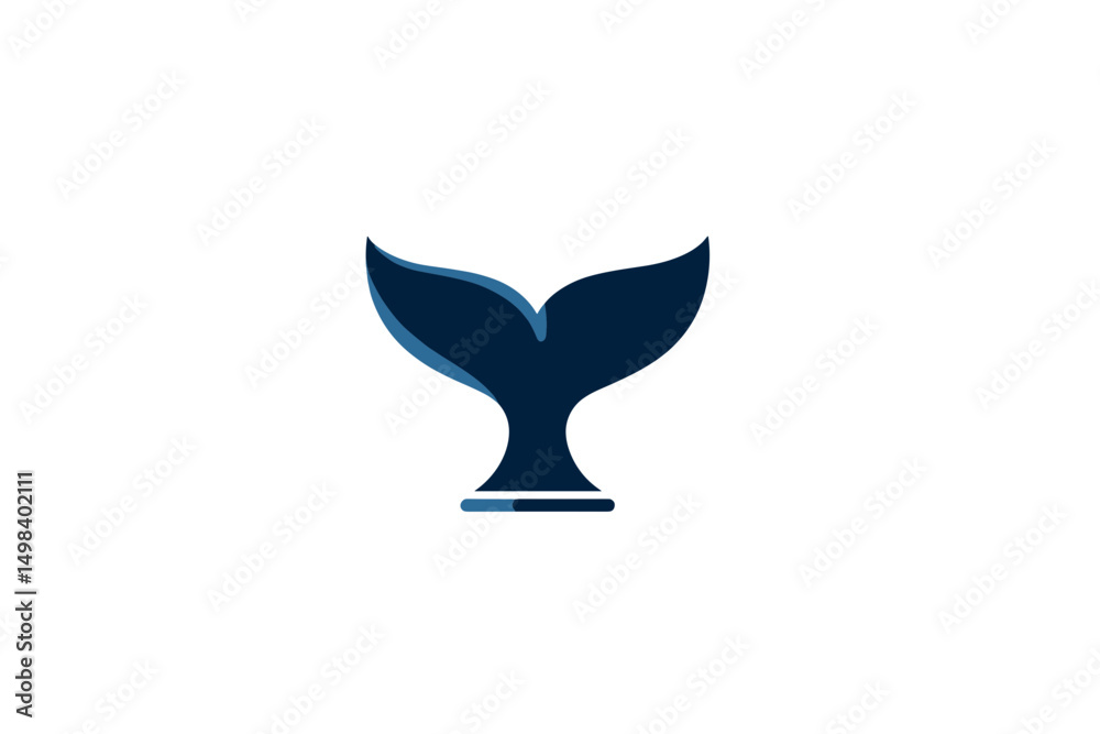 Fototapeta premium Stylized Whale Tail Illustration in Shades of Blue vector art logo 