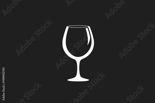 White Wine Glass on Black Background Minimalist Design vector art logo 