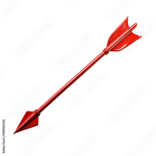 Bold Arrow with a Modern Twist in Crimson Red Isolated on Transparent Background