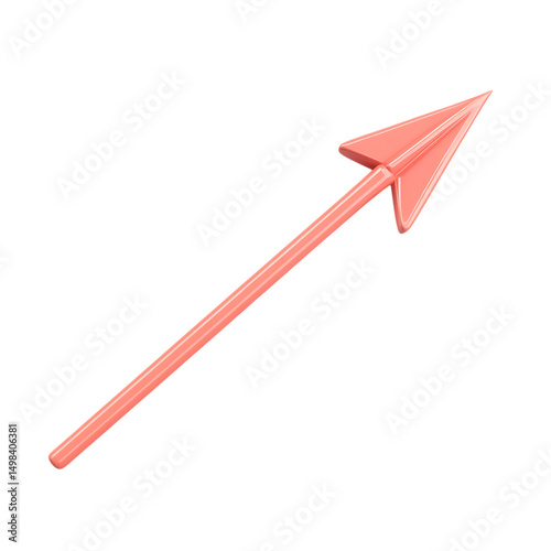 Modern Arrow with Smooth Contours in Coral Colour Isolated on Transparent Background