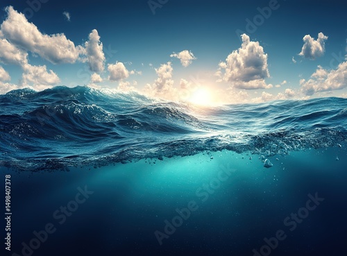 Ocean Sunrise Underwater View