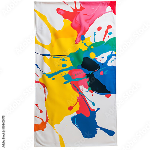 Artistic Beach Towel with Oversized Expressive Spla Isolated on Transparent Background