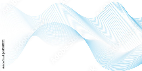Abstract flow white and blue blend waves lines and technology background. Modern white flowing wave lines and glowing moving . Futuristic technology and sound wave lines background.	
