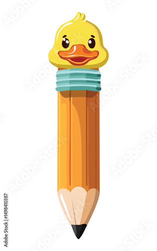pencil topper features a cute brown duck