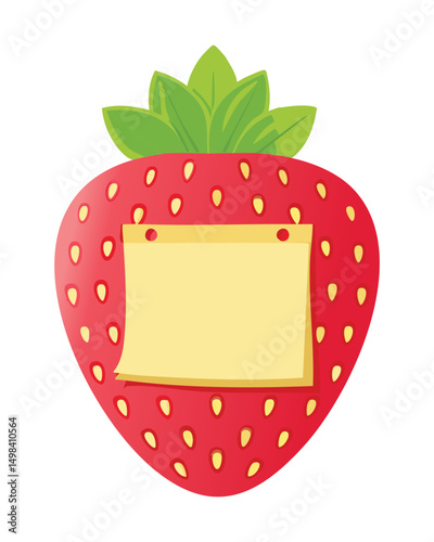 sticky note shaped like a sweet strawberry vector illustration
