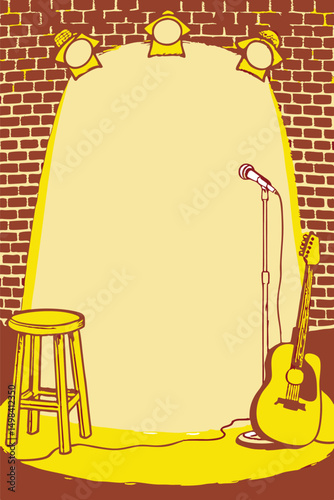 Editable Open Mic Night Poster Template – Modern Vector Design with Microphone Illustration for Music, Comedy, and Spoken Word Event

