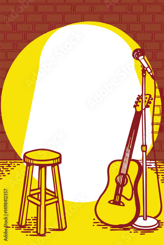 Editable Open Mic Night Poster Template – Modern Vector Design with Microphone Illustration for Music, Comedy, and Spoken Word Event

