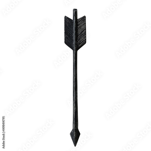 Sleek Arrow with a Modern Profile in Deep Charcoal Isolated on Transparent Background