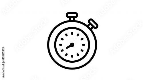 Stopwatch animated icon in line style with alpha channel. Perfect for project and Explainer Video