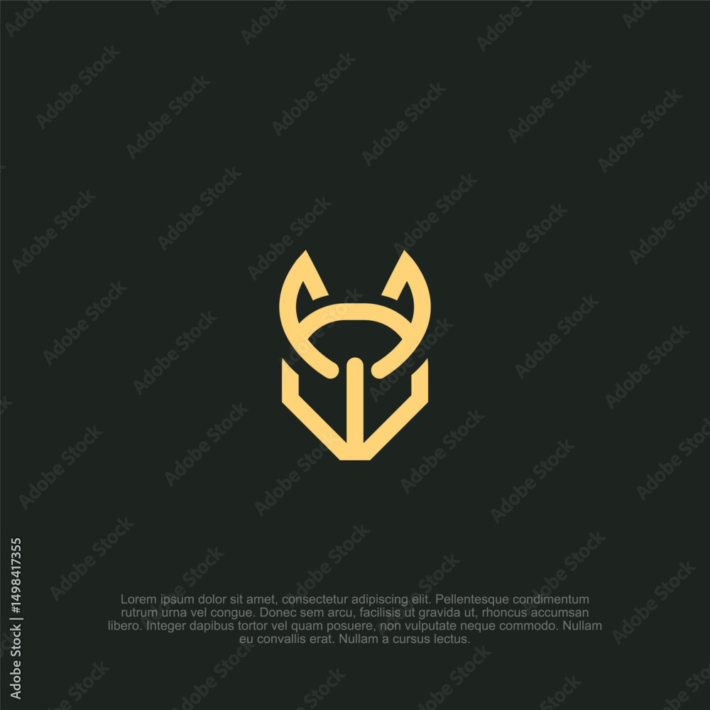 Fototapeta premium Geometric Feline Design: A Stylized Representation of a Cat-like Form, Perfect for Modern Branding and Minimalist Aesthetics with Smooth Gold Lines and Simplicity in Form