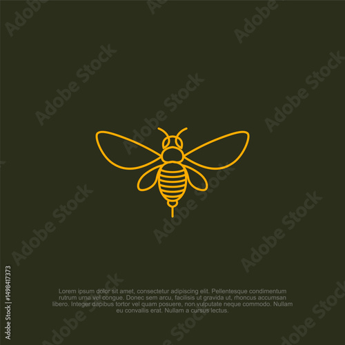 Stylized Honeybee Illustration with Simple Outline on Solid Backdrop creating a minimalistic design for graphics, providing versatility and visual appeal to viewers online