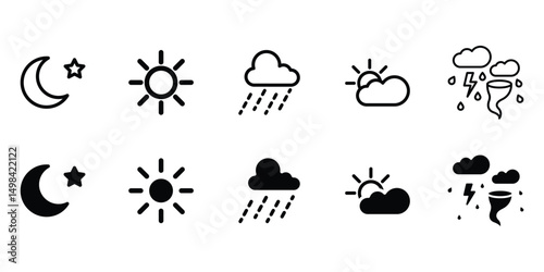 Meteorological weather icon set. with modern design