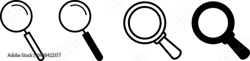 Magnifying Glass Icons Search Tool Exploration Investigation Discovery Zoom Lens View Find Research Analyze Examine