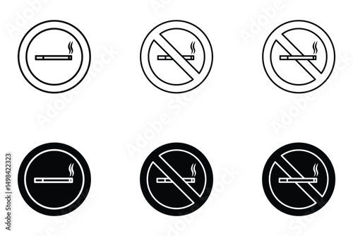 smoking sign icon set. no smoking icon. no smoking logo. vector