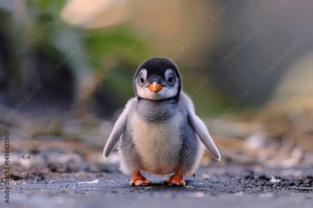 Obraz premium Strongest Gentoo Penguin Cute Funny Baby Chick Mummy