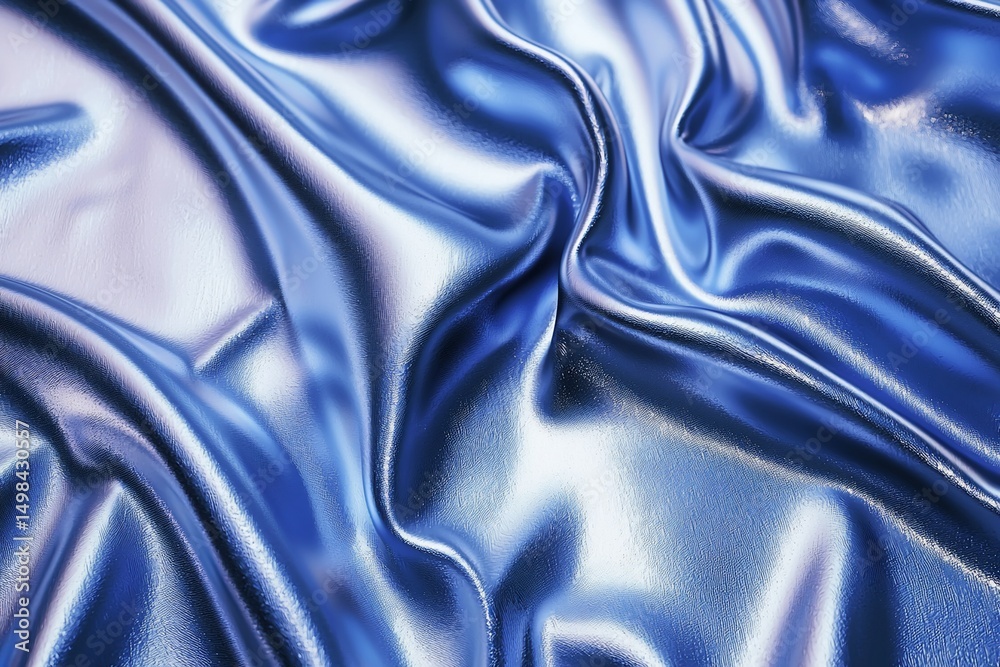 Obraz premium A close-up view of flowing, luxurious, blue silk fabric