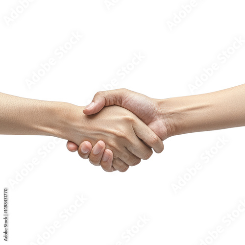 a handshake between two individuals. both hands are visible in the frame, one from each person, and they appear to be meeting face to face