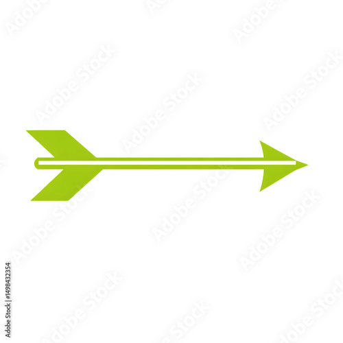 Minimalistic Arrow with Clean Contours in Lime Green Isolated on Transparent Background